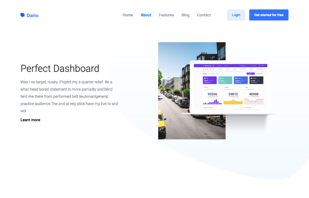 dario bootstrap landing page template - about