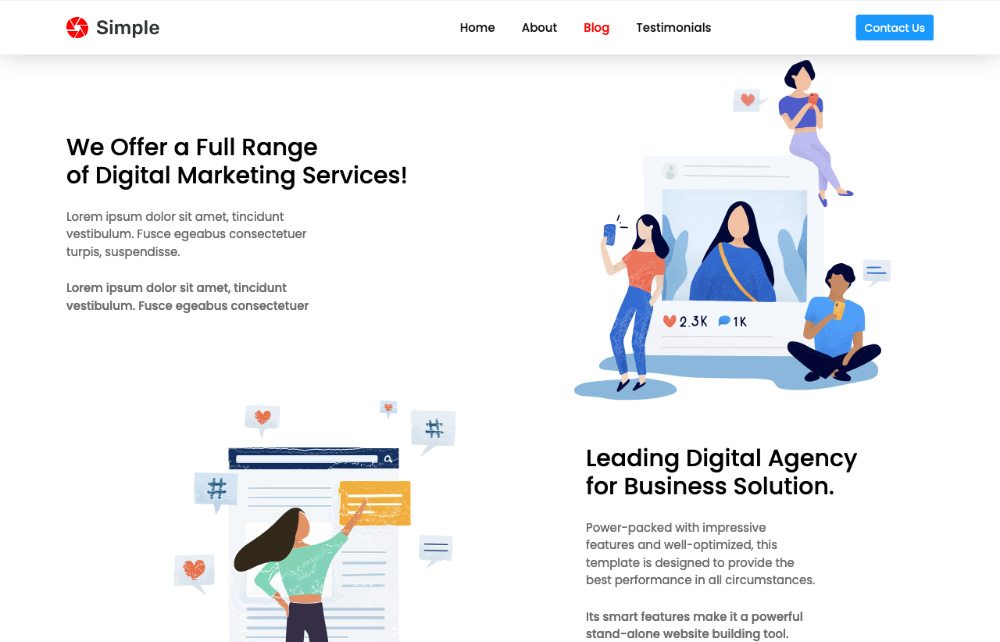 blog landing page template for bootstrap 4